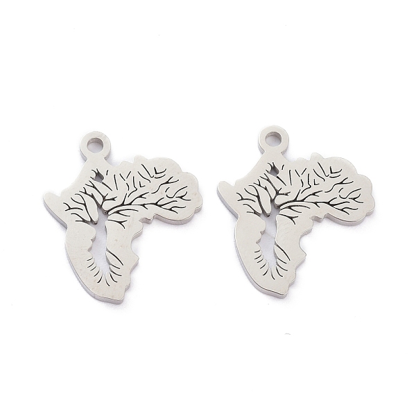 

PandaHall 304 Stainless Steel Pendants, Manual Polishing, Hollow, Map of Africa with Vein, Stainless Steel Color, 14x16x1mm, Hole: 1.6mm 304...