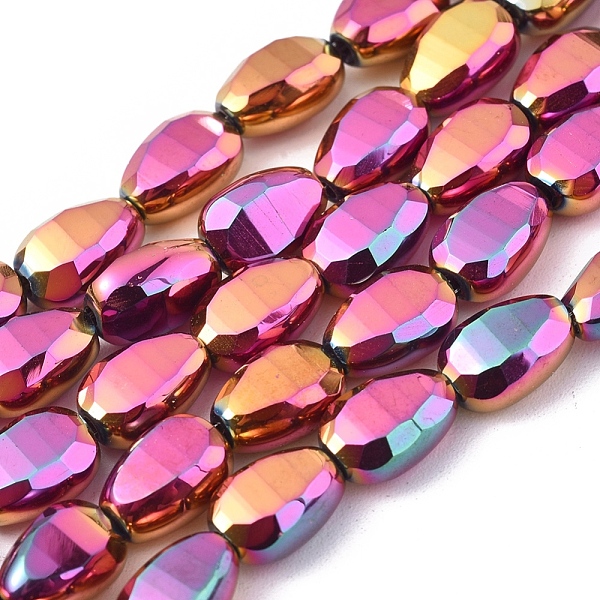 

PandaHall Electroplate Glass Beads Strands, Full Plated, Faceted, Teardrop, Burgundy Plated, 9x6x4.5mm, Hole: 1.2mm, about 79pcs/Strand..., Pink