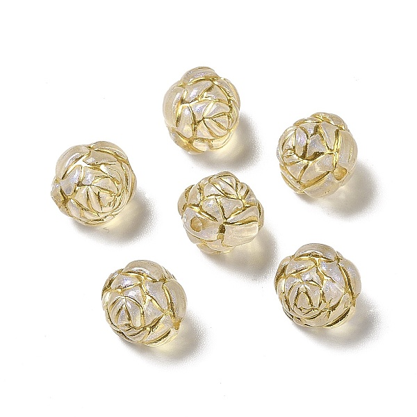 

PandaHall Transparent Acrylic Beads, Golden Metal Enlaced, Flower, Clear, 10mm, Hole: 1.5mm, about 1110pcs/500g Acrylic Flower Clear