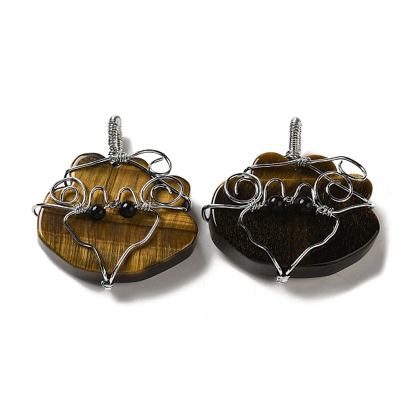 

PandaHall Natural Tiger Eye Copper Wire Wrapped Pendants, Cloud Charms, Rack Plating, Platinum, 47~49x44.5~46x13~13.5mm, Hole: 6~7.5x4.5~5mm...