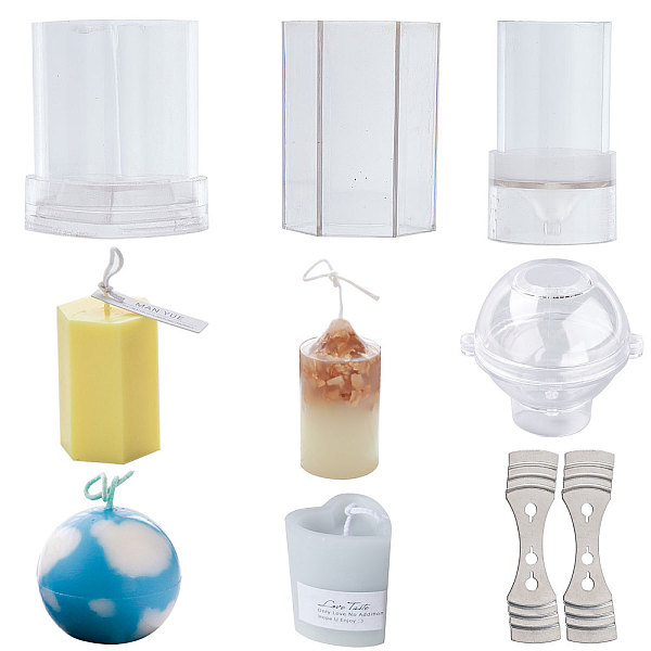 

PandaHall Plastic Candle Molds, for Candle Making Tools and Iron Wick Fixation Clips, Clear, 6pcs/set Plastic Clear