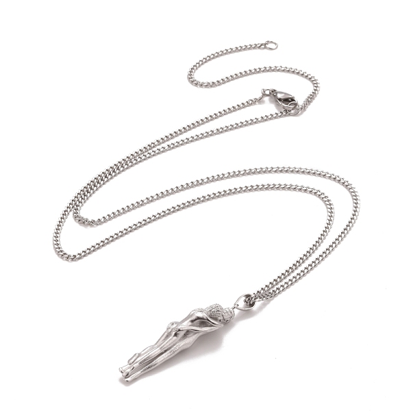 Латунное ожерелье с кулоном в виде человеческого объятия с 201 цепочкой из нержавеющей стали для женщин