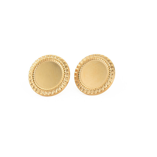 

PandaHall Ion Plating(IP) 304 Stainless Steel Stud Earring Findings, Earring Setting for Enamel, with Ear Nuts, Flat Round, Golden, 15.5mm...