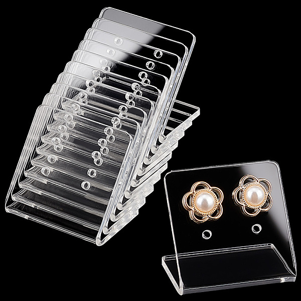 

PandaHall PH 10pcs Acrylic Earring Display Stand Clear Earring Holder Necklace Earring Organizer Jewelry Displays with 4 Holes for Studs...