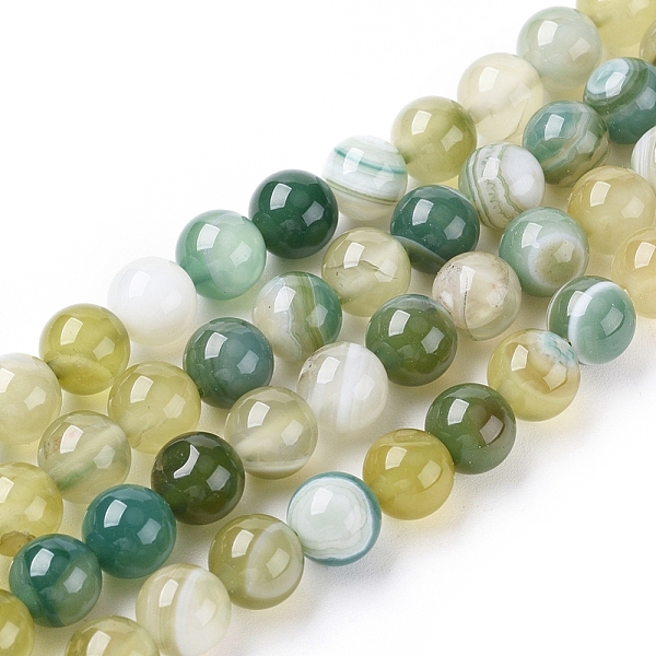 

PandaHall Natural Striped Agate/Banded Agate Beads Strands, Dyed & Heated, Round, Lawn Green, 8mm, Hole: 1.2mm, about 47pcs/strand, 14.96...