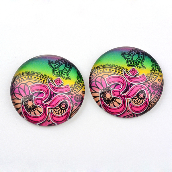 

PandaHall Yoga Theme Glass Cabochons, for DIY Projects, Half Round/Dome, Deep Pink, 25x6mm Glass Half Round