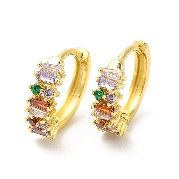 

PandaHall Cubic Zirconia Trapezoid Hoop Earrings, Real 18K Gold Plated Brass Jewelry for Women, Cadmium Free & Nickel Free & Lead Free...