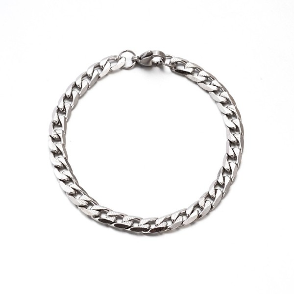 

PandaHall 304 Stainless Steel Curb Chains Bracelets, with Lobster Claw Clasps, Faceted, Stainless Steel Color, 7-7/8 inch(200mm) 304...