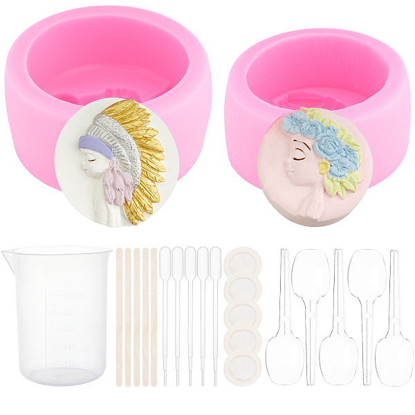 

PandaHall Olycraft DIY 3D Girl Face Fondant Molds Kits, Including Wooden Craft Sticks, Plastic Pipettes, Latex Finger Cots, Plastic..., Pink