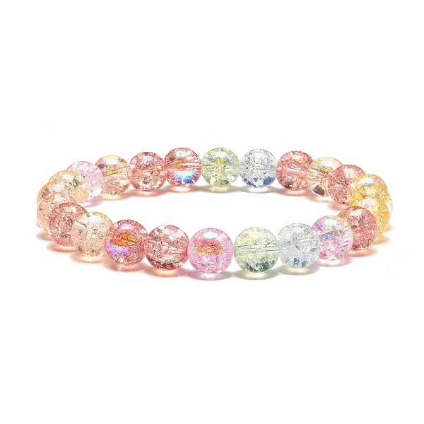 

PandaHall 8mm Sparkling Crackle Glass Round Beads Stretch Bracelet, Dainty Bracelet for Teen Girl Women, Colorful, Inner Diameter: 2 inch...