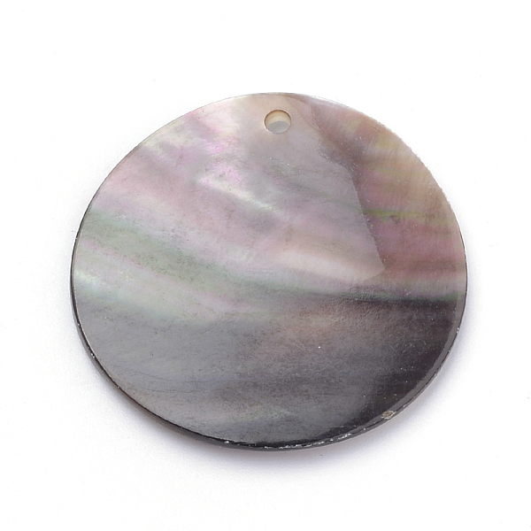 

PandaHall Black Lip Shell Pendants, Flat Round, Black, 30x1.5~3mm, Hole: 1.5~2mm Black Lip Shell Flat Round Black