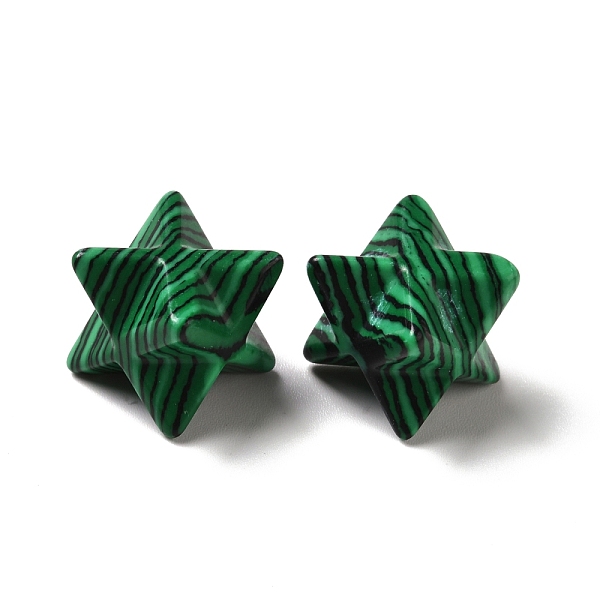 

PandaHall Synthetic Malachite Beads, No Hole/Undrilled, Merkaba Star, 12.5~13x12.5~13x12.5~13mm Malachite Star