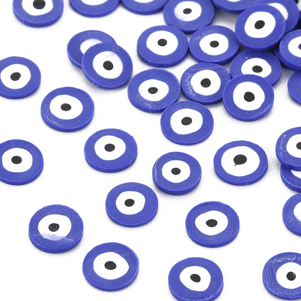 

PandaHall Handmade Polymer Clay Cabochons, Flat Round, Medium Blue, 5~6x0.5~1mm, about 50000pcs/1000g Polymer Clay Flat Round Purple