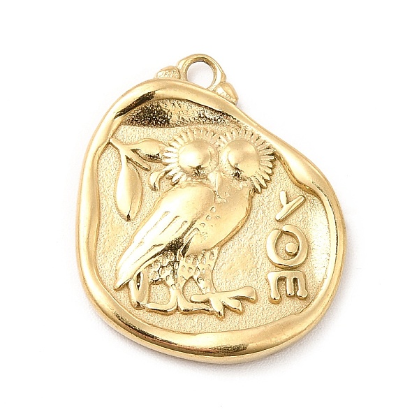 

PandaHall Ion Plating(IP) 304 Stainless Steel Pendants, Athenian Tetradrachm Coin Charms, Golden, 22x18x2.5mm, Hole: 1.5mm 304 Stainless...