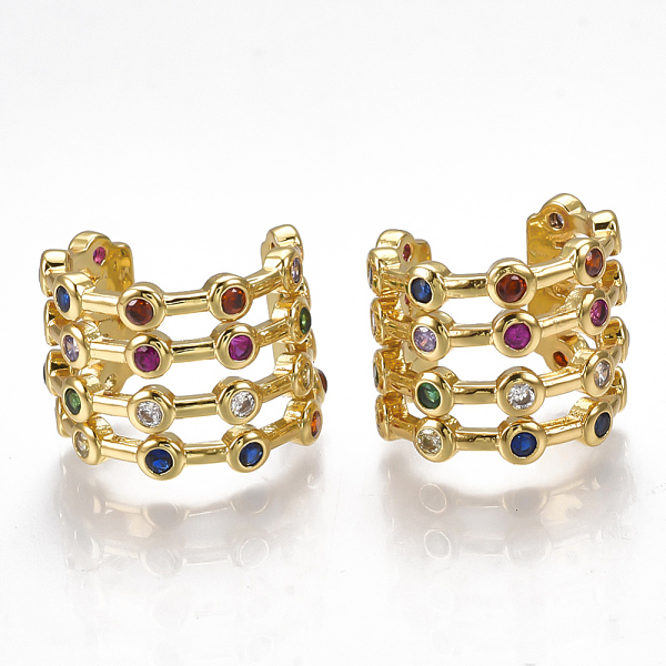 

PandaHall Brass Micro Pave Cubic Zirconia Clip-on Earrings, Golden, 16x13mm Cubic Zirconia