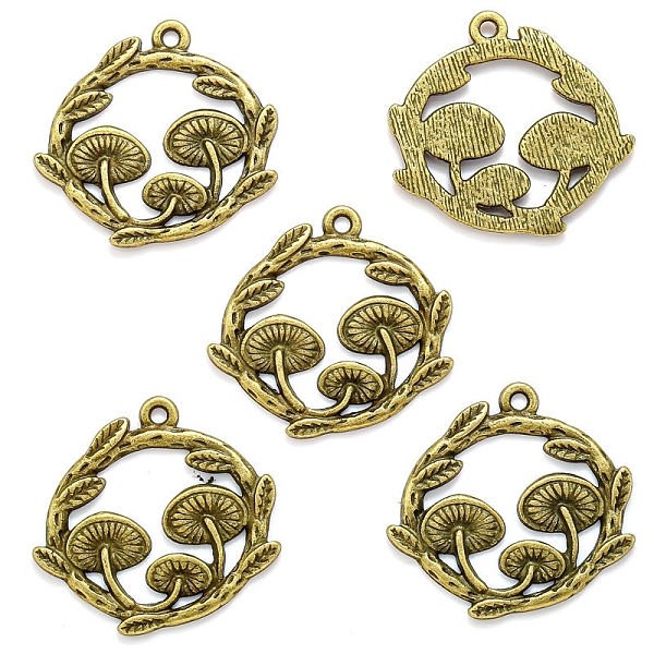 

PandaHall Alloy Pendants, Flat Round Mushroom, Antique Bronze, 24x26mm, Hole: 2mm Alloy Mushroom