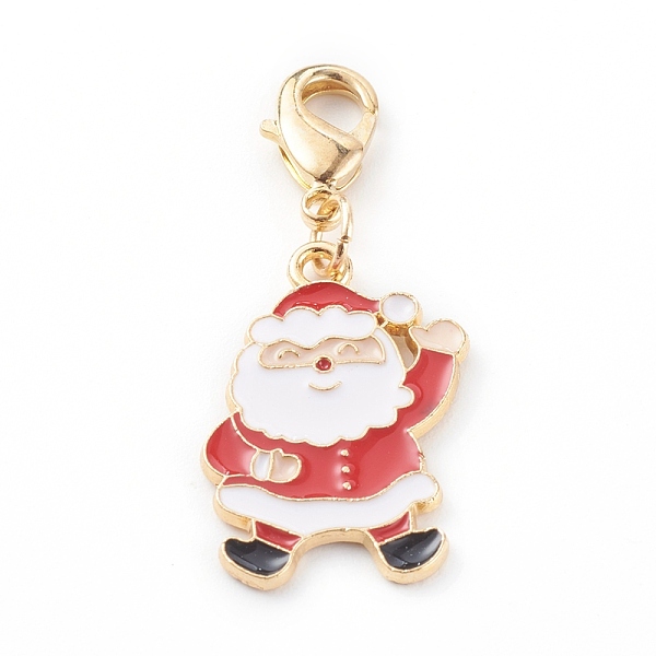 

PandaHall Christmas Themed Alloy Enamel Pendants, with Brass Lobster Claw Clasps, Santa Claus, Colorful, 37mm Alloy+Enamel Human