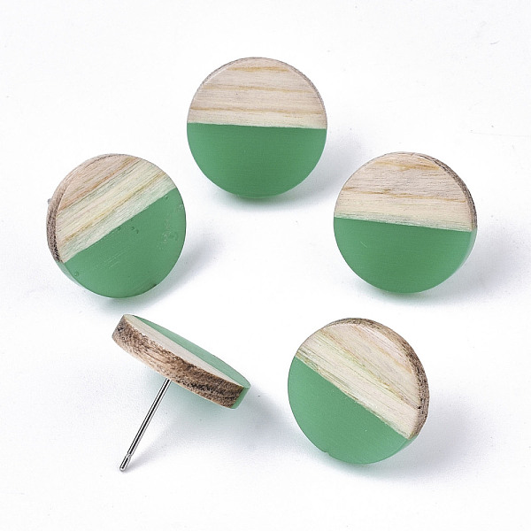 

PandaHall Transparent Resin & Wood Stud Earrings, with 304 Stainless Steel Pin, Flat Round, Medium Sea Green, 15mm, Pin: 0.7mm Resin Flat...
