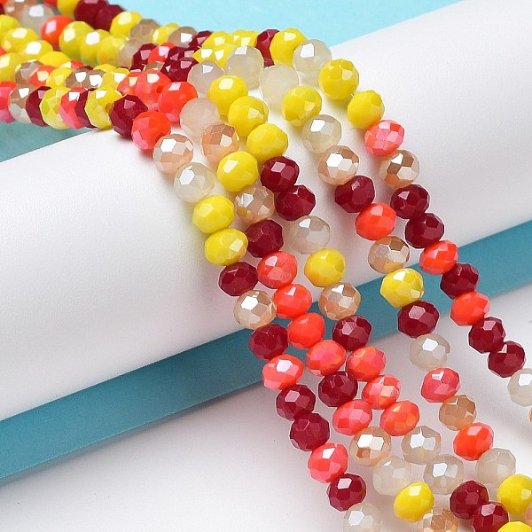 

PandaHall Glass Beads Strands, Faceted, Rondelle, Yellow, 4~4.5x3.5mm, Hole: 1mm, about 121~127pcs/strand, 16.61inch~17.20 inch(42.2~43.7cm)...