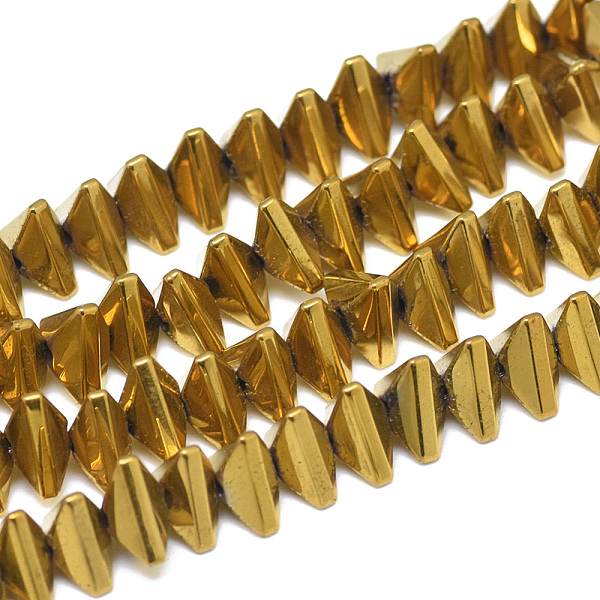 

PandaHall Electroplate Non-magnetic Synthetic Hematite Beads Strands, Triangle, Golden Plated, 4x7x6mm, Hole: 1mm, about 107pcs/strand, 15.7...