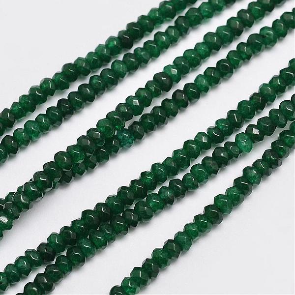 

PandaHall Natural Malaysia Jade Beads Strands, Rondelle, Dyed, Faceted, Dark Green, 3~3.5x2mm, Hole: 0.8mm, about 137pcs/strand, 14.96 inch...