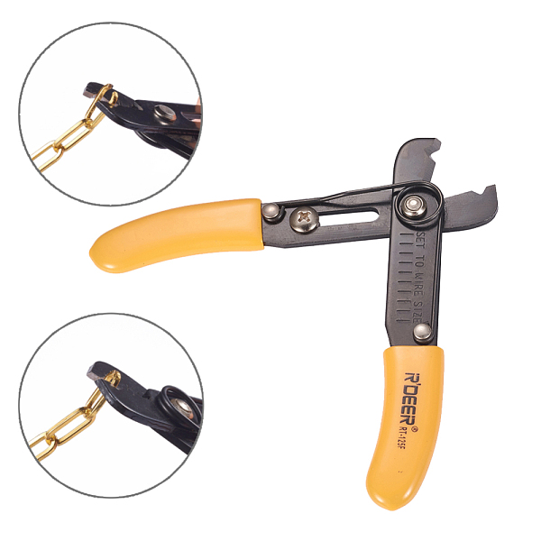 PandaHall Iron Pliers, Quick Link Connector & Remover Tool, for Opening and Clamping Unwelded Link Chain, with Random Color Plastic Handle...