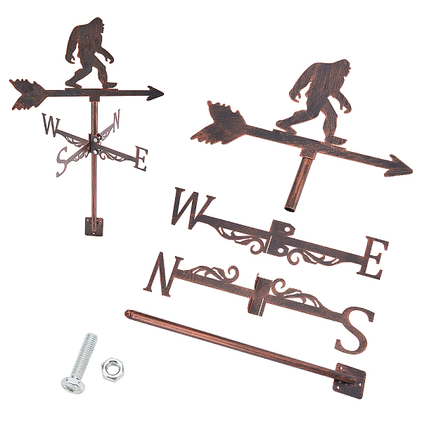 

PandaHall CREATCABIN Metal Weathervane Bigfoot Gorilla Compass Garden Stakes Decor Roof Wind Direction Retro Weather Vane Indicator...