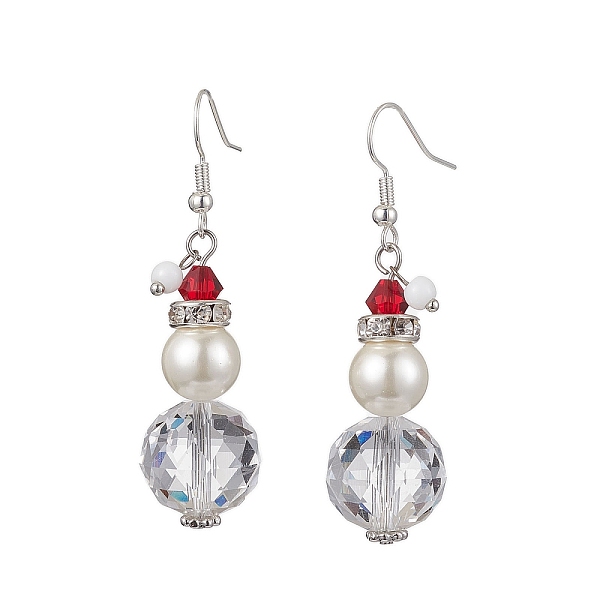 

PandaHall GLass Dangle Earrings, with Brass Earring Hooks, Snowman, Silver, 55x15mm Glass Snowman Clear