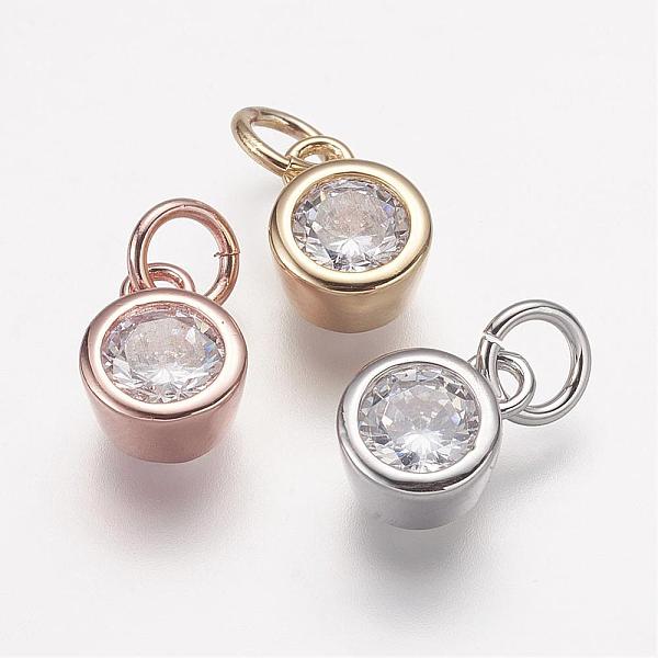 

PandaHall Brass Micro Pave Grade AAA Cubic Zirconia Charms, Lead Free & Nickel Free & Cadmium Free, Flat Round, Mixed Color, 9x6.5x4mm, Hole..., Clear