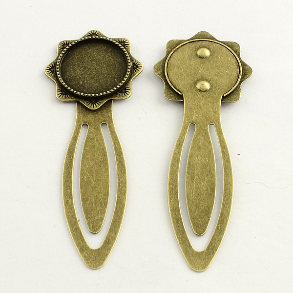 

PandaHall 20mm Tray Bookmark Cabochon Settings, Iron with Alloy Flat Round Tray, Lead Free, Nickel Free & Cadmium Free, Antique Bronze...