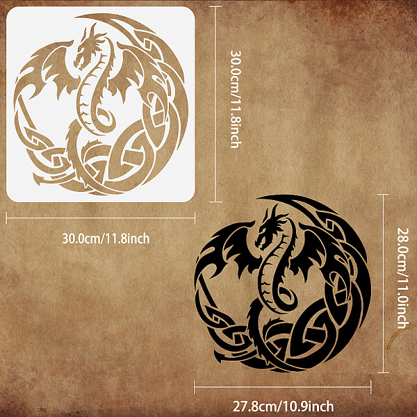 

PandaHall FINGERINSPIRE Dragon on Celtic Moon Painting Stencil 11.8x11.8inch Reusable Dragon Drawing Template Plastic Hollow Out Stencil for...