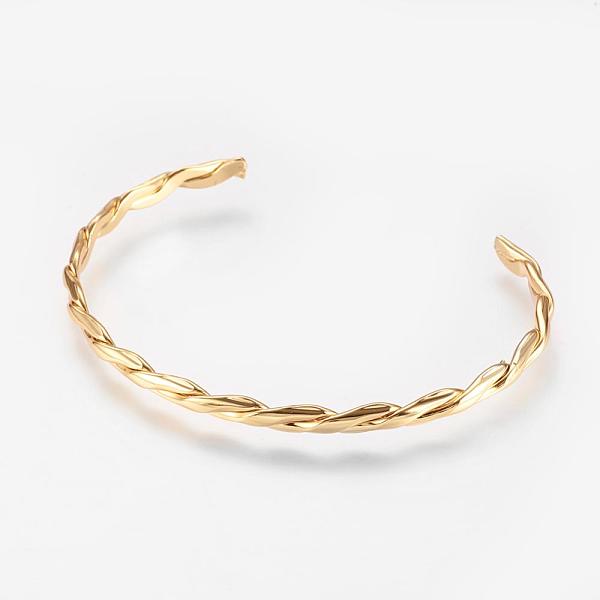 

PandaHall Brass Twisted Cuff Bangle, Real 18K Gold Plated, 2-1/8 inchx2-1/2 inch(53x66mm) Brass