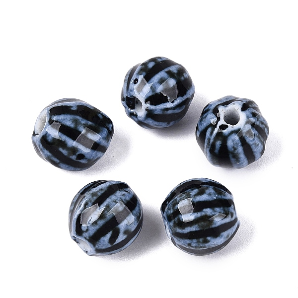 Vintage Porcelain Corrugated Beads