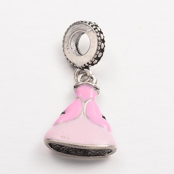 

PandaHall Dressing Alloy Enamel European Dangle Charms, Large Hole Pendants, Antique Silver, Pink, 27mm, Hole: 4.5mm Alloy+Enamel Clothes...