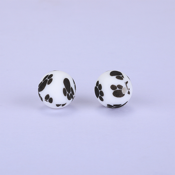 

PandaHall Printed Round Silicone Focal Beads, White, 15x15mm, Hole: 2mm Silicone Round White