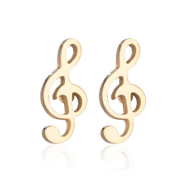 

PandaHall 304 Stainless Steel Music Note Studs Earrings with 316 Stainless Steel Pins for Women, Golden, 9x4mm 304 Stainless Steel Musical...