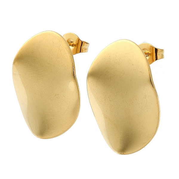 

PandaHall Ion Plating(IP) 201 Stainless Steel Stud Earrings, with 304 Stainless Steel Pins, Twist Oval, Real 18K Gold Plated, 22.5x16mm 201...