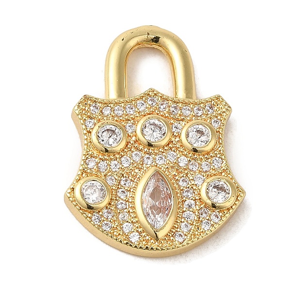 

PandaHall Brass Micro Pave Cubic Zirconia Glass Pendants, Real 18K Gold Plated, Lock, Clear, 23x17.5x2.3mm, Hole: 5.5x4mm Brass+Cubic...
