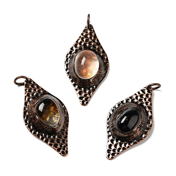 

PandaHall Natural Smoky Quartz Big Pendants, Large Hole Pendants, with Red Copper Tone Brass Findings, Cadmium Free & Lead Free, Horse Eye...