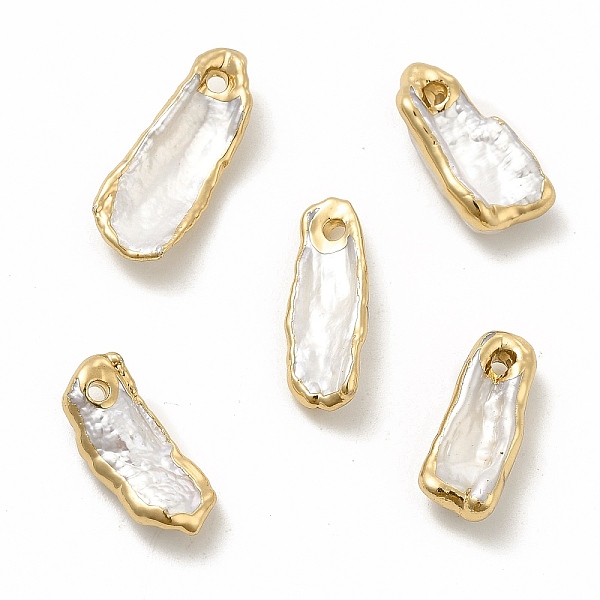 

PandaHall Baroque Natural Keshi Pearl Pendants, Rectangle Charms, with Brass Loops, Light Gold, 17~23x7~9x3~5mm, Hole: 1.6mm Keshi Pearl..., White