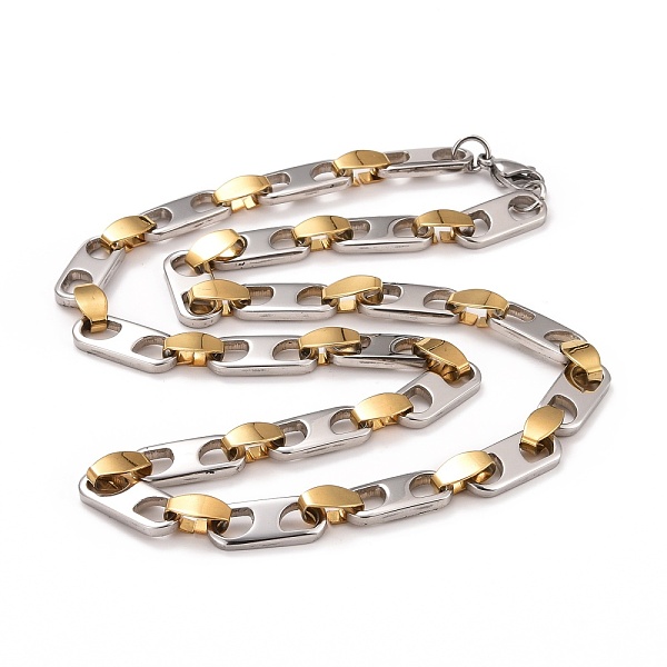 

PandaHall Vacuum Plating 304 Stainless Steel Oval Link Chains Necklace, Hip Hop Jewelry for Men Women, Golden & Stainless Steel Color, 23.23...