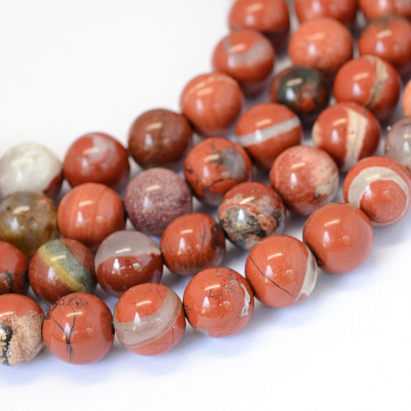 

PandaHall Natural Red Jasper Round Bead Strands, 8~8.5mm, Hole: 1mm, about 47pcs/strand, 15.5 inch Red Jasper Round