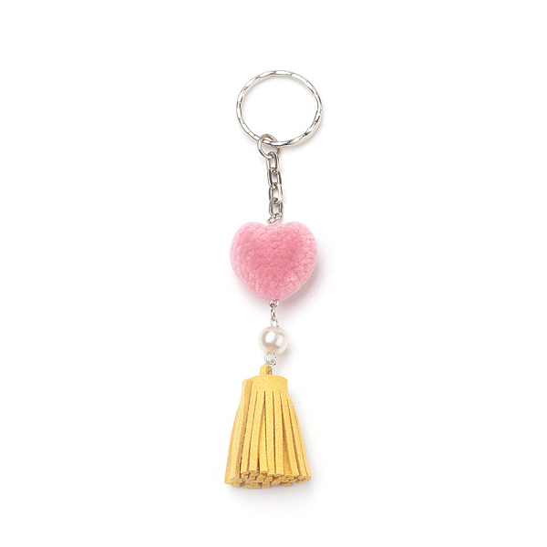 

PandaHall Alloy Keychain, with Faux Suede Cord Tassel and Acrylic Beads, Platinum, Mixed Color, 133mm Alloy Heart Multicolor