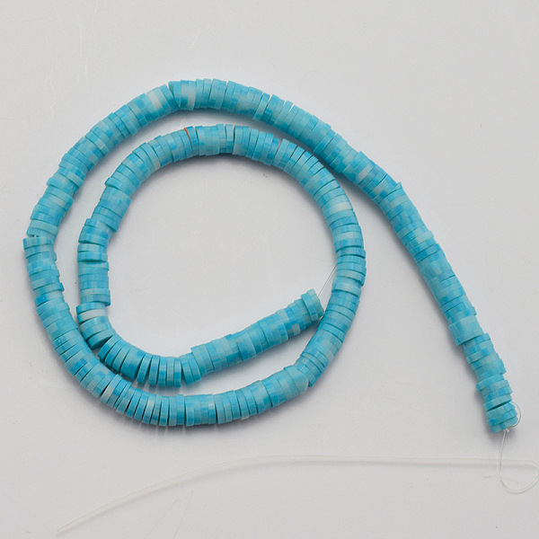 

PandaHall Handmade Polymer Clay Beads Strand. DIY Accessories for Bracklet & Necklace Making, Flat Round, Sky Blue, 6x1mm, Hole: 1.5mm...