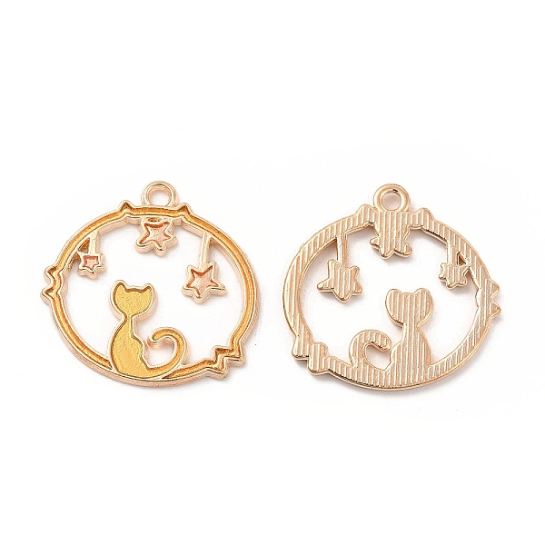 

PandaHall Alloy Enamel Pendants, Flat Round with Cat & Star Charm, Golden, Orange, 23.5x23.5x1.5mm, Hole: 1.5mm Alloy+Enamel Flat Round...