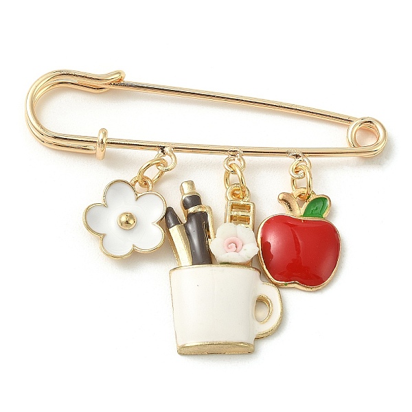 

PandaHall Apple Flower Pen Holder Alloy Enamel Pendant Brooches for Teacher's Day, Brass Kilt Pins, Golden, 3.5x5cm Alloy+Enamel Mixed...