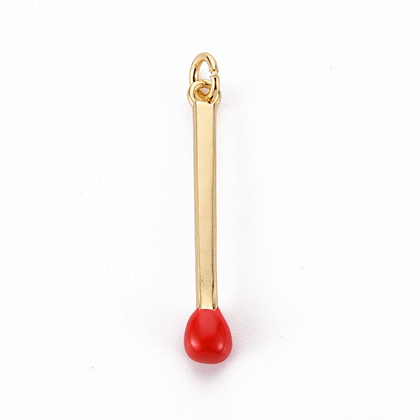 

PandaHall Brass Enamel Pendants, with Jump Ring, Cadmium Free & Nickel Free & Lead Free, Match, Real 16K Gold Plated, Red, 30x4.5mm, Jump...