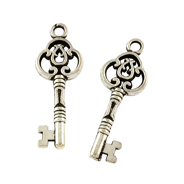 

PandaHall Tibetan Style Alloy Skeleton Key Pendants, Cadmium Free & Lead Free, Antique Silver, 28.3x10x2.5mm, Hole: 2mm, about 454pcs/500g...