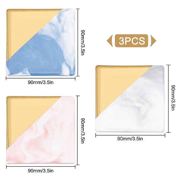 

PandaHall CRASPIRE Porcelain Cup Mat, with Cork Bottom, Marble Pattern Ceramic Cork Mat, Square, Mixed Color, 90x90x8mm, 3pcs/set Porcelain..., Multicolor