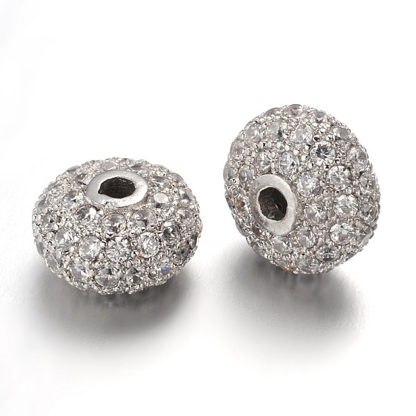 

PandaHall Brass Micro Pave Cubic Zirconia Beads, Rondelle, Lead Free & Nickel Free, Clear, Platinum, 10x6mm, Hole: 1.5mm Brass+Cubic...
